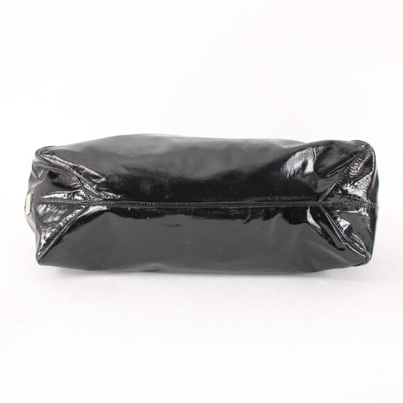 Kooba Purse 18 x 11 x 5 Black Silver Inner Pockets Shoulder Patent Leather Purse - Picture 7 of 13